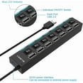 thumbnail image 1 of Multi Ports USB HUB 2.0 4/7 Ports Portable Super Speed 5Gbps Multiple USB Port Expander with Switches Power Adapter For PC, 1 of 6