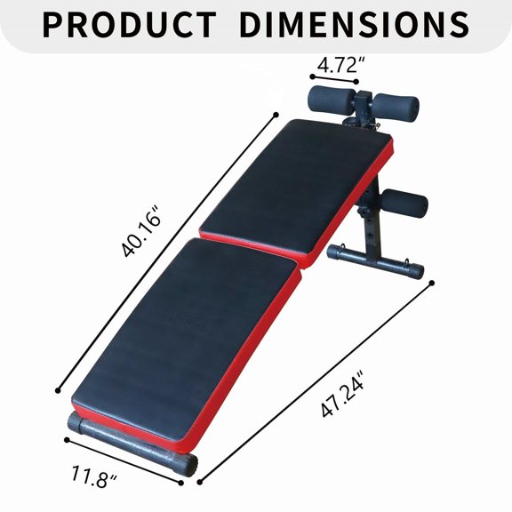 Multi-Position Adjustable Utility Bench for Home Gym, Black & Red Weight Bench for Strength Training (49.6"L x 16.7"W x 24"H)