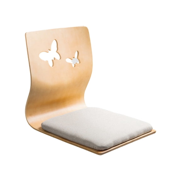 Multi-Position Wooden Backrest Floor Chair, Lumbar & Lightweight Foam Seat For Living Room Study