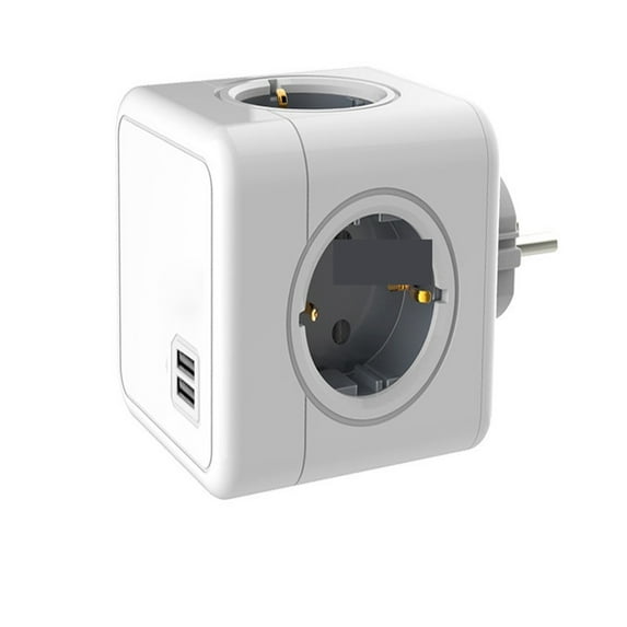 Multi Power Strip Cube Multiple Extension Socket With 4 16A 3680W Adapter With 2 Usb For Home Office