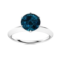 Multi Prong 6 MM Round London Blue Topaz 925 Sterling Silver Solitaire Women Promise Ring
