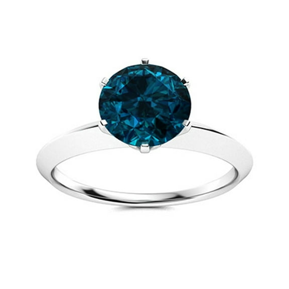 Multi Prong 6 MM Round London Blue Topaz 925 Sterling Silver Solitaire Women Promise Ring