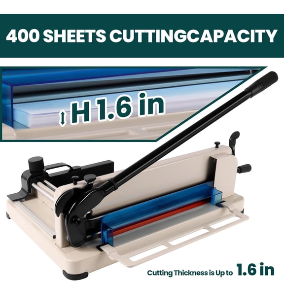 Multi-Purpose 12 Inch Paper Cutter, A4 Size Guillotine Trimmer, 400 Sheet Capacity, Cuts Paper Leather Cardboard, 21 15.2 20.7 in for Business & DIY