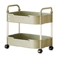thumbnail image 1 of Multi-Purpose 2-Layer Storage Cart with Lockable Casters for Kitchen, Bathroom, Living Room Organization, Featuring Breathable Shelves, Sleek Design, and Easy Maintenance, 1 of 5