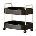 thumbnail image 1 of Multi-Purpose 2-Layer Storage Cart with Lockable Casters for Kitchen, Bathroom, Living Room Organization, Featuring Breathable Shelves, Sleek Design, and Easy Maintenance, 1 of 5