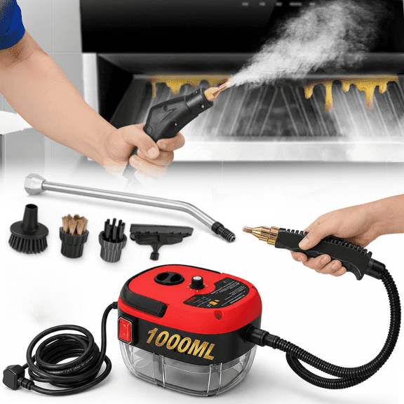 Qavora Handheld Steam Cleaner, 2500W High Pressure Portable Steam Cleaning Machine for Auto Detailing, Kitchen, Grout