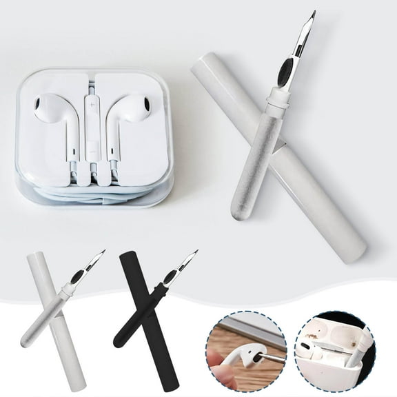 Multi-Purpose 3-in-1 Portable Cleaning Pen Tool Kit with Microfiber Brush, Fluff Brush and Flocking Sponge for Bluetooth Headsets, Earbuds, Charging Cases, Mobile Phones, Keyboards and Laptops