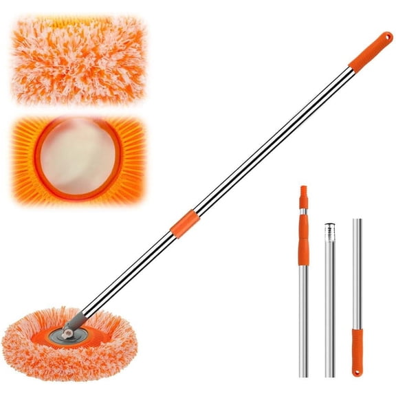 Multi-Purpose 360° Rotating Wall Mop with Adjustable Handle, Dry Wet Dual Use Microfiber Cleaning Tool, Baseboard Dust Mop for Floor Wall Ceiling Window Bathroom Home Use