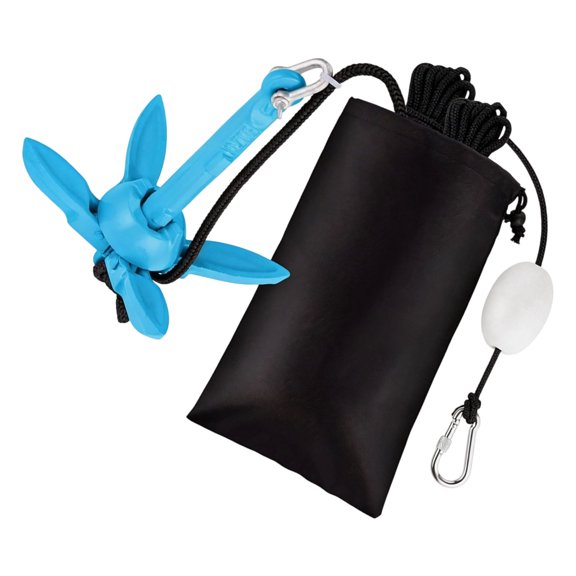 Multi Purpose 4 Prong Kayak Mooring Set with Quick Deployment Feature Erosion Resistant Threaded Grapnel Mooring for Photographers