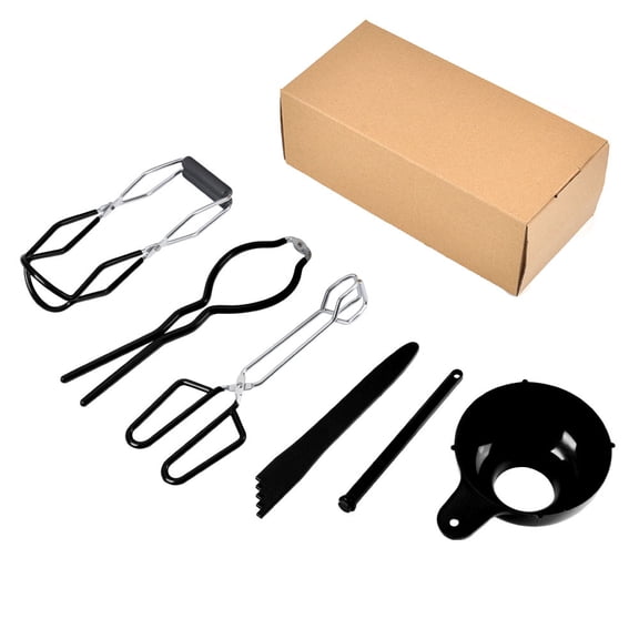 Multi-Purpose 6-in-1 Canning Tool Kit, Safe Heat-Resistant Kitchen Utensils-Cowhide boxed black 6 piece set (iron plating)