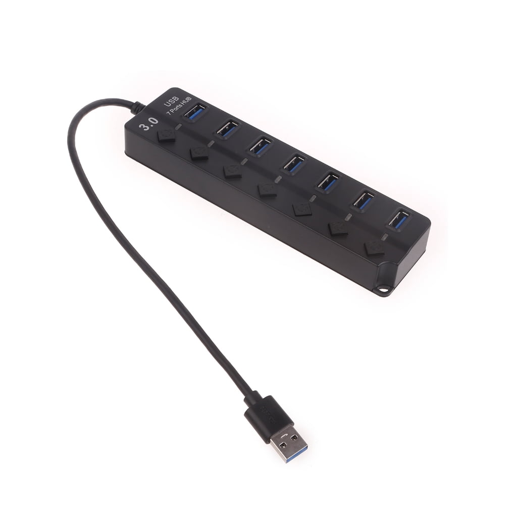 Multi Purpose 7Port USB Hub with Switching Button Portable USB Multiport Adapters for PC and Office