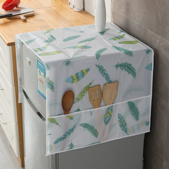 Multi-Purpose Appliance Dust Cover with Side Storage Pockets, Oil & Water-Proof Cotton Linen Protection for Washing Machine, Dryer, Refrigerator, Microwave (1 Pack)