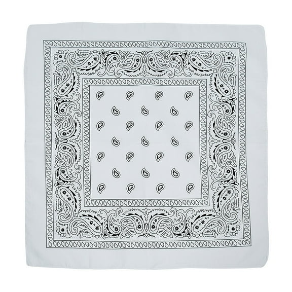 Multi-Purpose Assorted Bandanas Paisley Cowboy Polyester Headbands(White,21.3*21.3 inch)