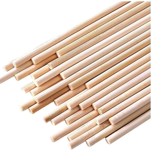 Multi-Purpose Bamboo Dowel Rods 25PCS 1/4Inch, Natural Smooth Wooden Sticks, Perfect for Crafts, Cake Supports & DIY Woodworking Projects