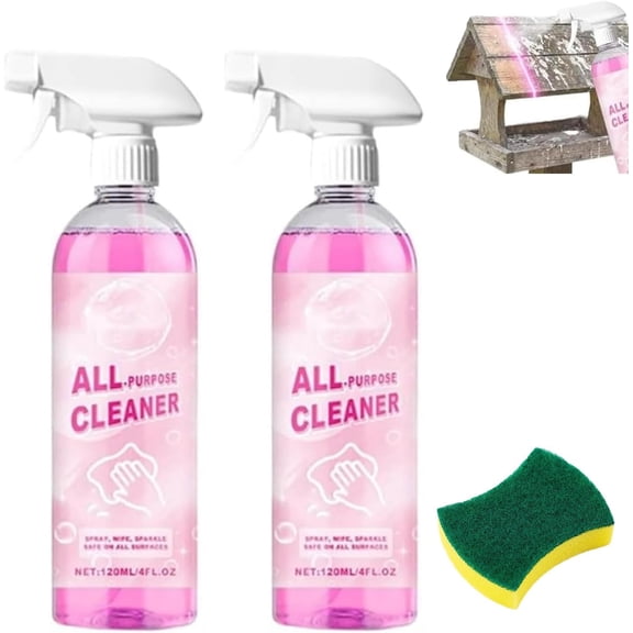 Multi-Purpose Bird Feeder Cleaner Spray, Fast-Acting for Metal, Wood & Plastic Bird Feeders, Birdhouse Cleaner, Just Spray & Wipe (2Pcs)