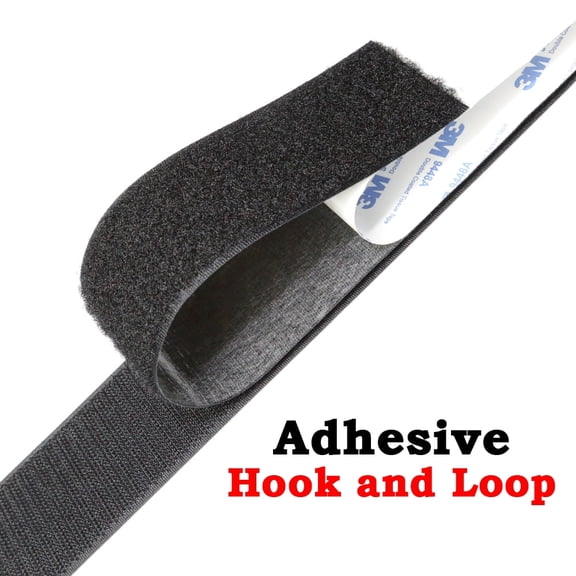 Multi-Purpose Black Sticky Back Strip - Heavy Duty 2" Wide Hook and Loop for Home & Auto