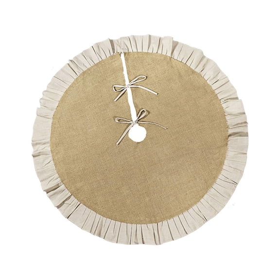 Multi-Purpose Burlap Tree Skirt with Base Cover, Reusable Foot Carpet for Christmas and Fall Family Celebrations