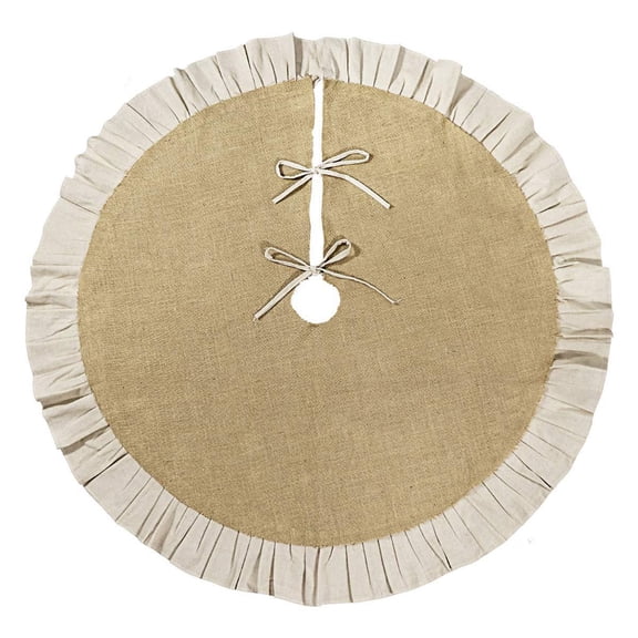 Multi-Purpose Burlap Tree Skirt with Base Cover, Reusable Foot Carpet for Christmas and Fall Family Celebrations