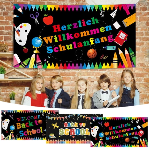 Multi-Purpose Campus Banner, Polyester Opening Season Background Cloth With Easy Hang Grommet Flag For Classroom Hallway Entrance Scene