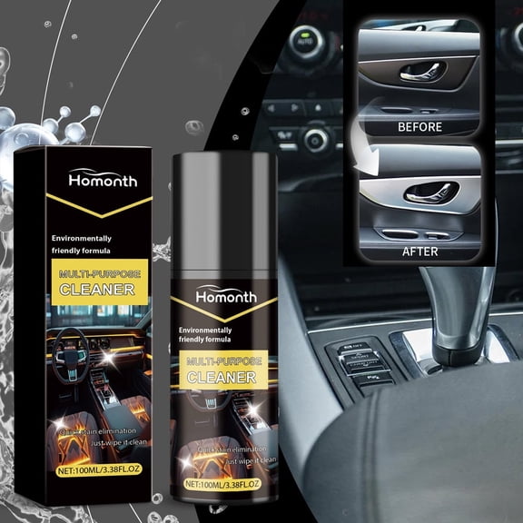 Multi-Purpose Car Interior Cleaner Quick Stubborn Stain Elimination, No Rinse Wipe Clean Works on Seats, Ceilings Gentle, Efficient & Safe for Automotive Detailing, 100ML/3.38FL.OZ