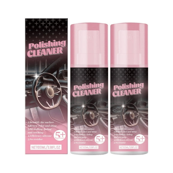 Multi-Purpose Car Interior Leather Cleaner, Polishing Cleaner, Effective Car Interior Cleaner Cleans, Protects Leather Prevent Cracking or Fading, for Seats, Dash, Console,2Pcs