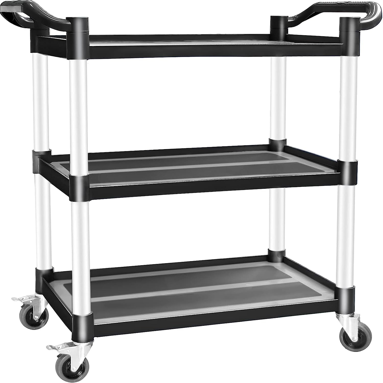 Multi-Purpose Cart, Heavy Duty 510 lb Rolling Cart with Lockable Wheels, Kitchen/Food Service Cart