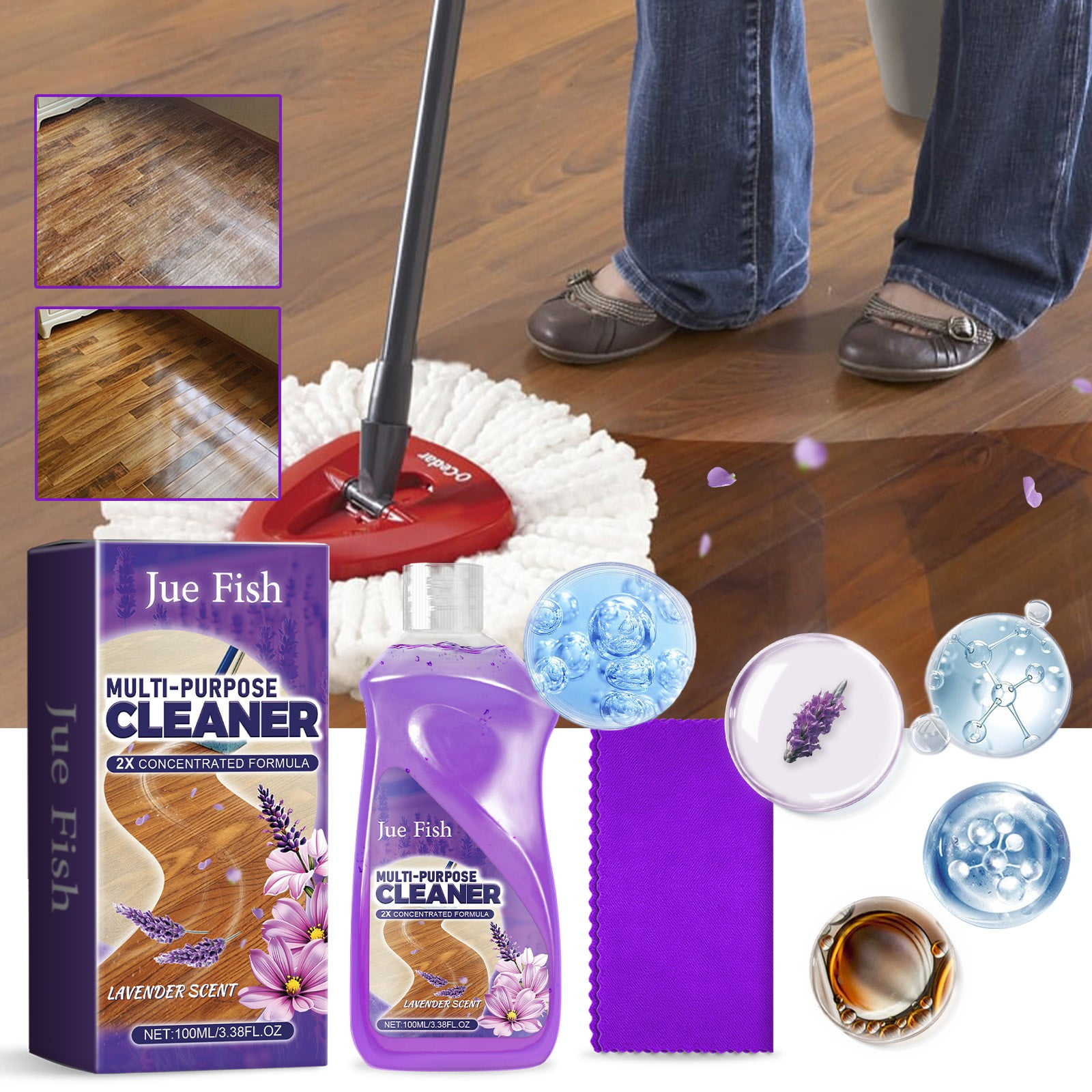 Multi Purpose Cleaner, 2 Times Concentrated, Lavender Scent, Floor Cleaner, Powerful Stain