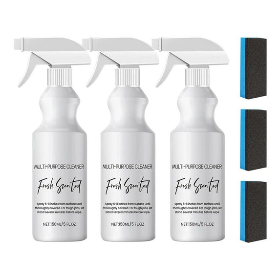 Multi Purpose Cleaner, Household All Purpose Cleaner for Kitchen Bathroom Countertops, Mild Formula Whole House Cleaning, 450ml, 3pc with 3 Sponge