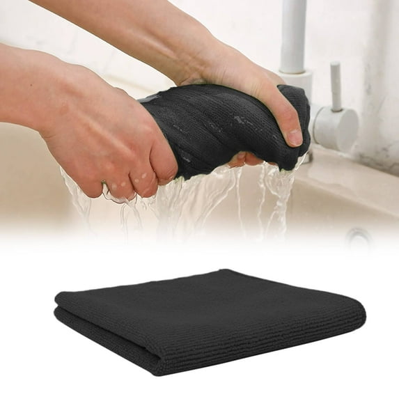 Multi-Purpose Cleaning Cloth, Microfiber Cloth with High Performance, Absorbent Towels for Streak-Free Cleaning, Car Washing, Household Use, Black, By PRYESS