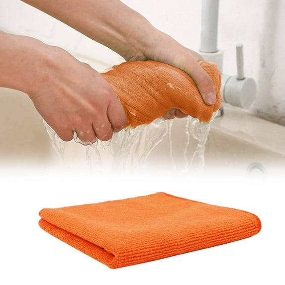Multi-Purpose Cleaning Cloth, Microfiber Cloth with High Performance, Absorbent Towels for Streak-Free Cleaning, Car Washing, Household Use, Orange, By PRYESS