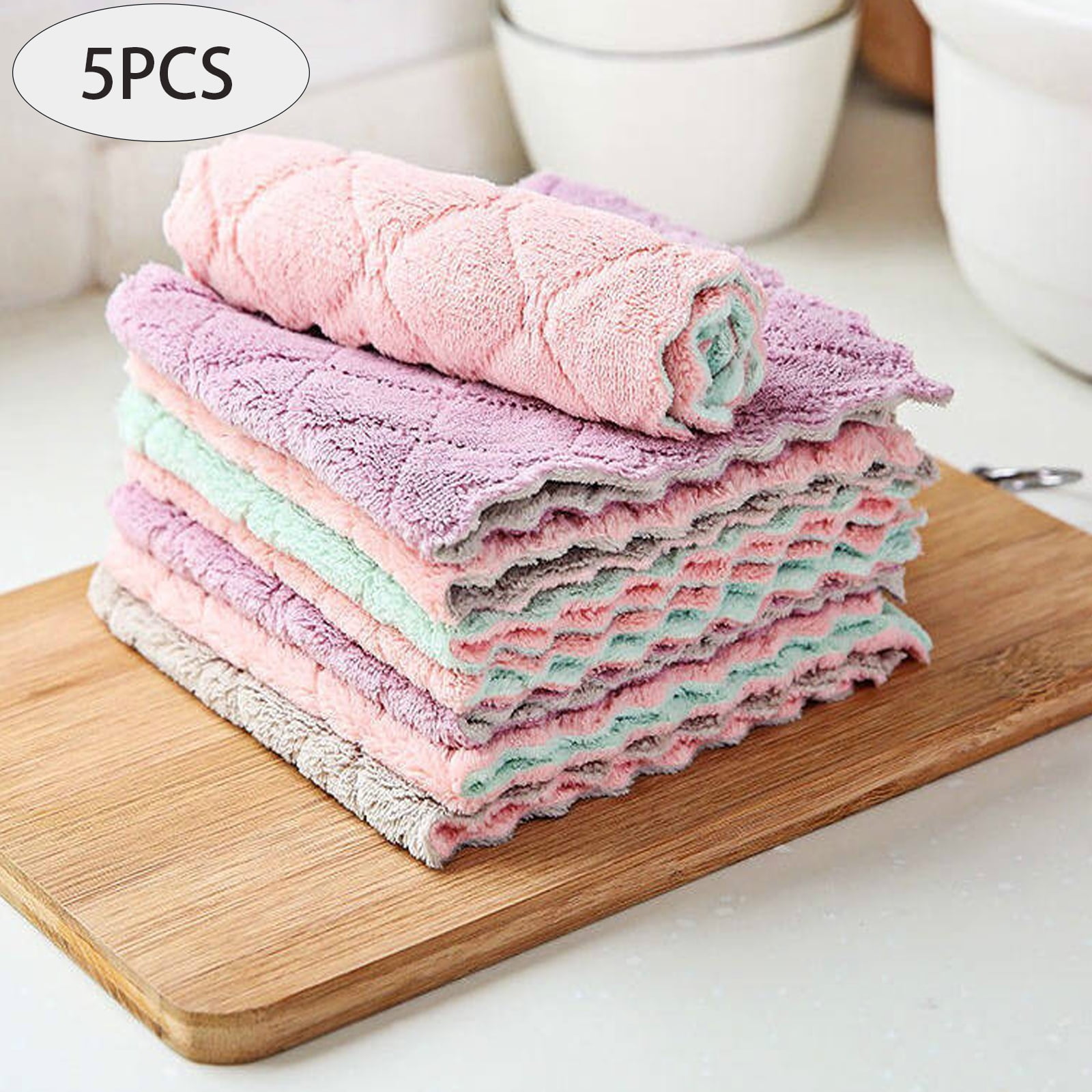 Multi-Purpose Cleaning Cloths, 5/10pcs Washcloths Super Absorbent Kitchen  Towels, Dish Cloths for Kitchen, Wash Cloth for Home, Car, Window, Odor  Stain Grease Free, 16x27cm/6x10 Inch (Random Color) 