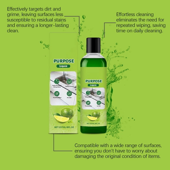 Multi-Purpose Cleaning Liquid for Kitchen & Bathroom,Removes Oil,Stains & Odors,237ml Eco-Friendly & Non-Toxic Formula,Ideal for Daily Household Cleaning & Surface Freshness
