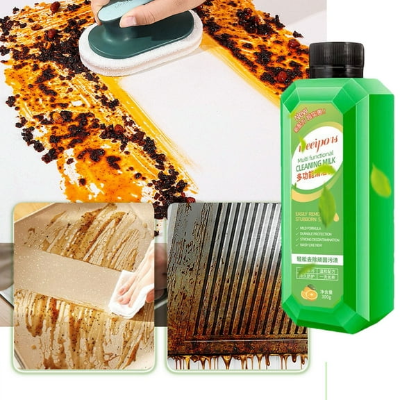 Multi-Purpose Cleaning Milk, Household Kitchen Degreaser, Heavy Duty Oil and Limescale Remover, Cream Cleaner for Tile, 300ml