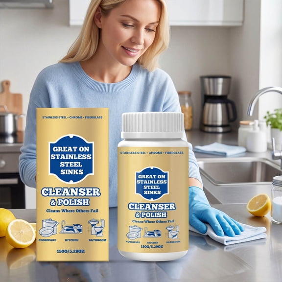 Multi-Purpose Cleaning Powder, Gentle Cleaner for Kitchen & Bathroom Hard Surfaces, 150g, 1 Powder