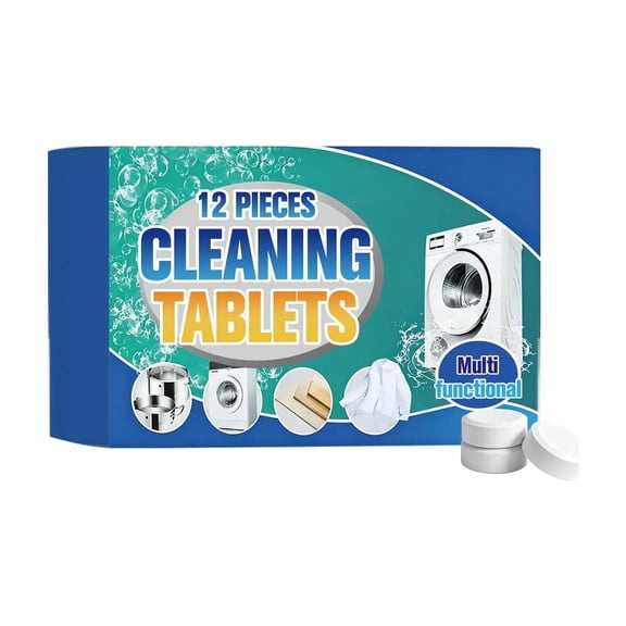 Multi-Purpose Cleaning Tablets - 12 Count Washer Cleaner and Descaler for Deep Cleaning & Odor Removal