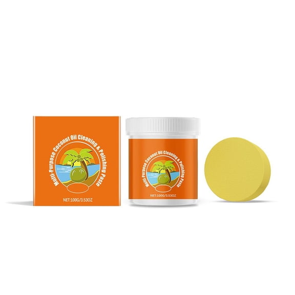 Multi-Purpose Coconut Oil Cleaning & Polishing Paste for Kitchen, Wood, Leather, Stainless Steel