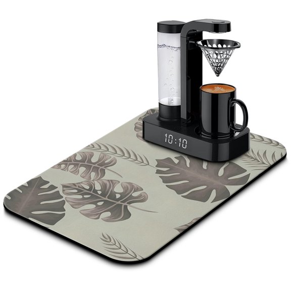 Multi-Purpose Coffee Drying Mat (19.5x12in) - Superior Absorbent Dish Drying Pad with Non-Slip Rubber Back - Excellent for Kitchen Counters, Hides Stains, Coffee Mat Diatom Mud for Quick Drying
