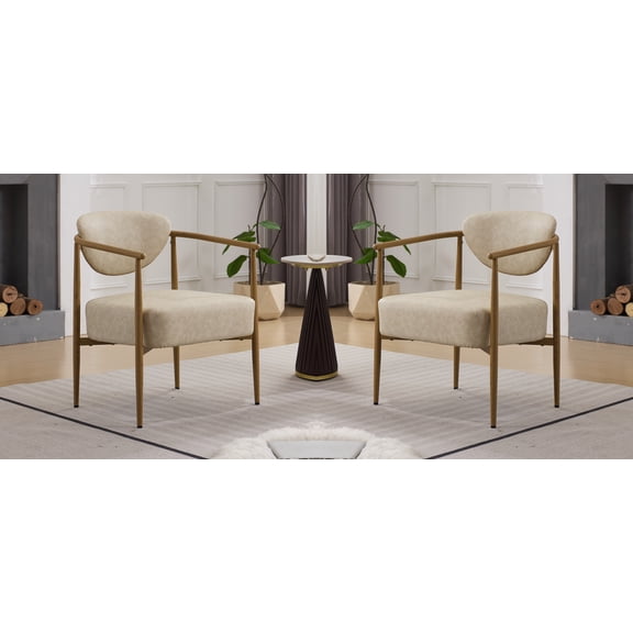 Multi-Purpose Comfort Armchair with Thickness Seating & Metal Frame,Wood Grain Design,Suitable for Dining Room, Living Room, Bedroom