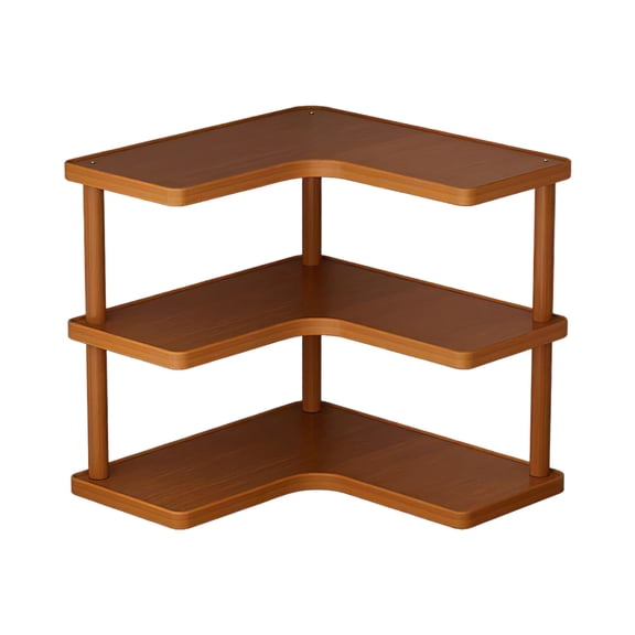 Multi-Purpose Corner Storage Shelf - Wooden and Metal Kitchen, Office, Living Room Organizer for Cups, Decor & Display Rhythmic Space Saver