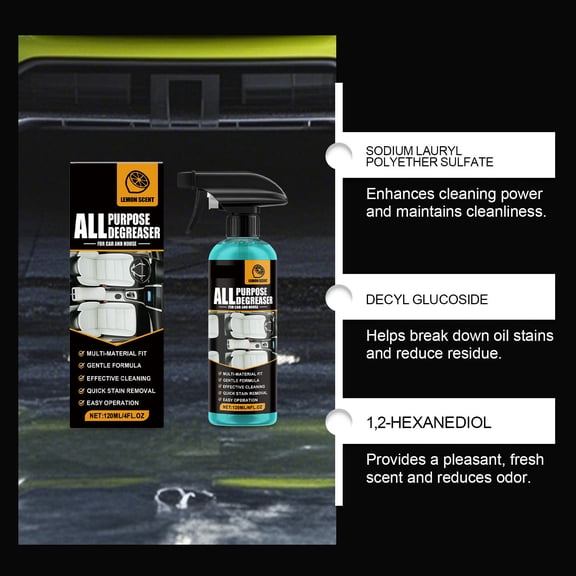 Multi Purpose Degreaser Spray 300ml for Kitchen, Heavy Duty Grease Cleaner for Stoves Ovens, Non Abrasive Fast Acting for Countertops Range Hoods