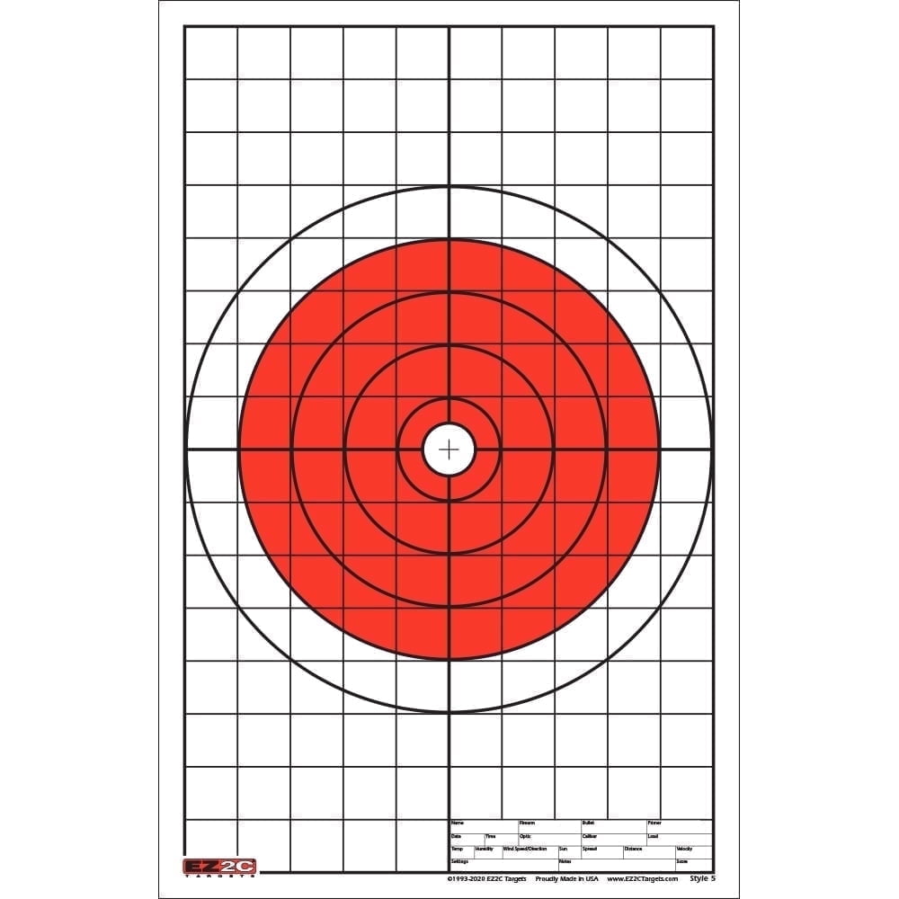 EZ2C Targets Style 5: 11"x17" Sight in Paper Shooting Target (Tear-Off Pad of 50)