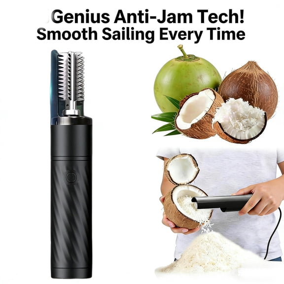 Multi-Purpose Electric Coconut Grater Machine, Wireless Coconut Scraper Shredder Peeler, Electric Roller for Effortless Coconut Prep, Fish Scale Removal Tool - Black