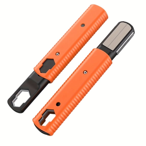 Multi-Purpose Extendable Manual Knife Sharpener with Diamond Fine/Coarse Grinding, Ceramic Finishing, and Integrated Wrench - Metal & Plastic, No Electricity or Battery Required