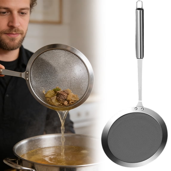 Multi-Purpose Fine Mesh Stainless Steel Sieve Colander, 2026 New Upgrade Kitchen Strainer with Handle, Fine Mesh Filter for Food, Oil, Tea & Baking, Heavy Duty Durable Kitchen Strainer Tool(L)