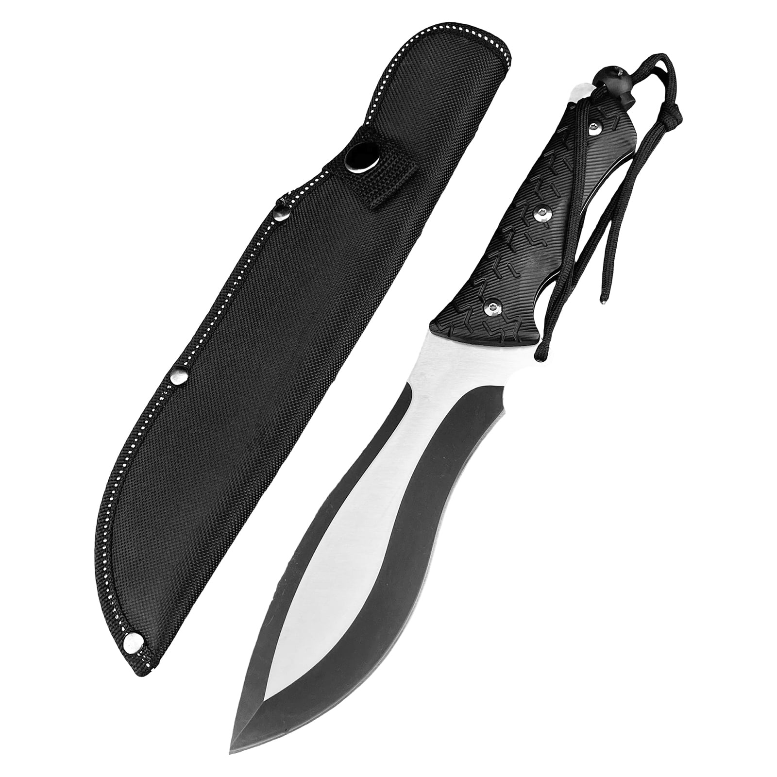 Multi-Purpose Fixed Blade Knife, 7Cr13Mov Stainless Steel, Nylon Fiber Handle, 11.81" Overall Length with Sheath for Light Outdoor Tasks