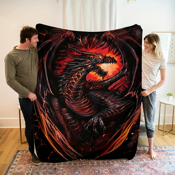 Multi-Purpose Flannel Blanket dragon print blanket flannel blanket soft warm blanket multi-purpose blanket sofa sofa bed office camping trip