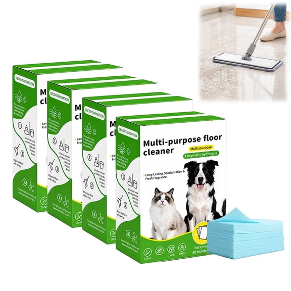 Multi-Purpose Floor Clean Tablets - 50 PCS Fresh Scent Floor Cleaning Sheets for Tile, Wood, Laminate, Kitchen & Bathroom(200pc,4)
