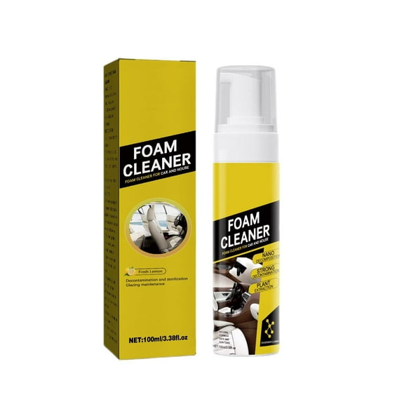 Multi-Purpose Foam Cleaner 3.38fl oz, Car & House Foam Cleaning Agent for Seat, Dashboard, Plastic & Leather Refurbishment, Polishing & Maintenance