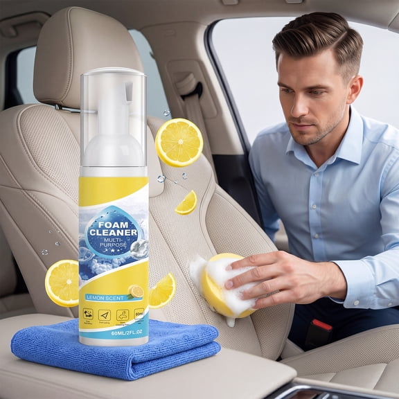 Multi-Purpose Foam Cleaner Set With Sponge and Microfiber Towel, Deep Cleaning Spray for Car Interior Upholstery and Leather, Sofa Carpet Shoes Bag Spot Cleaning