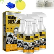Multi Purpose Foam Cleaner Spray | All-Purpose Interior Cleaner for Car, Home, Furniture, Carpet, Glass, Metal, Plastic | Quick-Dry, Surface Safe | 60ml Bottle + Sponge + Cloth | Deep Cleaning